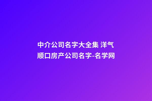 中介公司名字大全集 洋气顺口房产公司名字-名学网-第1张-公司起名-玄机派